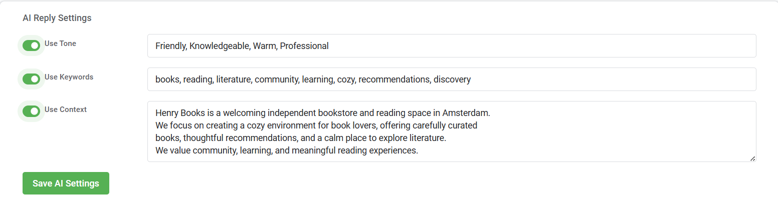 Brand Voice Settings